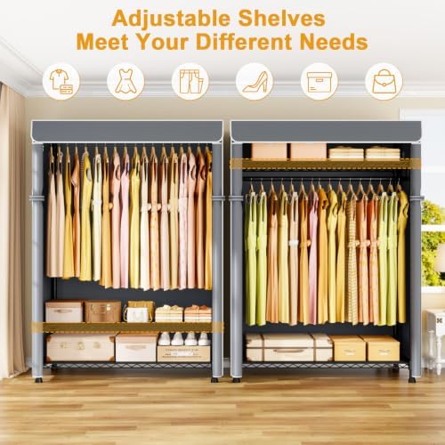 ULIFHOME H5C Max Clothes Rack with Cover, Covered Clothing Rack Heavy Duty - Image 4