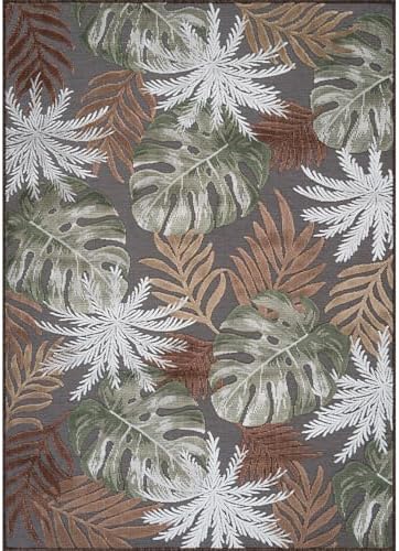 Luul Home Floral Indoor Outdoor Rugs 6x9 Large Area Rug for Living Room, Patio Decor, Kitchen, and Entryway Rug, Washable Stain Resistant Outside Carpet Brown 6 x 9 - Image 3