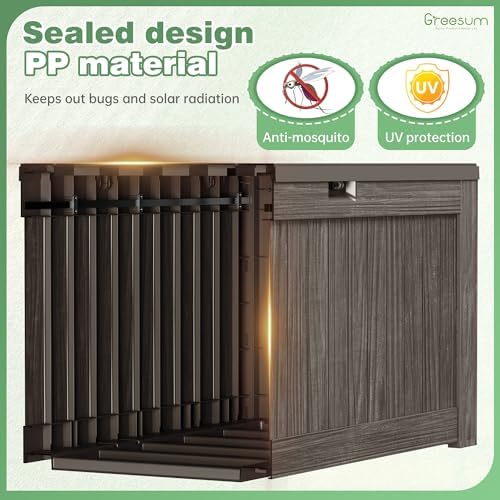Greesum Outdoor Storage Box 120 Gallon Storage Bin with Lid for Patio Furniture, Garden Tools, Pool Supplies, Lockable, Waterproof and UV Resistant, Dark Brown - Image 3