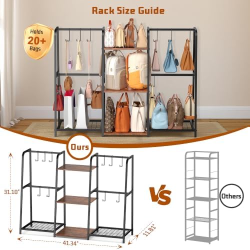 Extra Wide Purse Organizer Rack for Closet, 3-Tier Handbag Storage Stand - Image 2