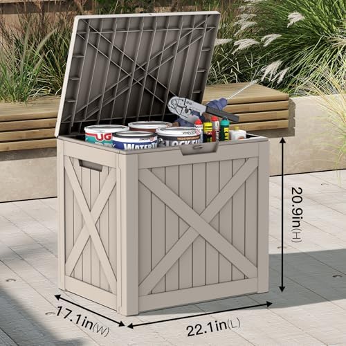 Mars Villa Deck Box, Waterproof Outdoor Storage Box, 31 Gallon, Grey - Image 2