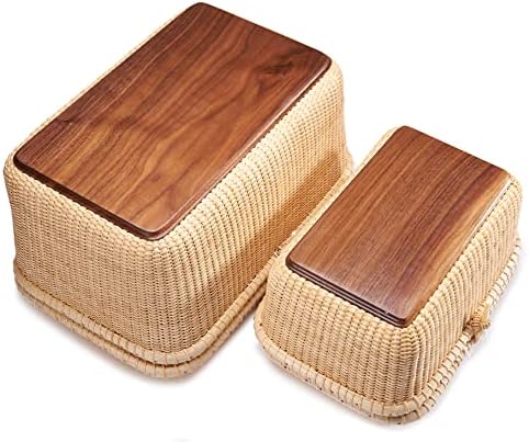 Nantucket baskets Rectangular Handwoven rattan Storage Basket Set with Lid for Shelves and Home Organizer Bins (2-Size Kit) - Image 5