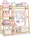 BAMBOOHOMIE Kids Clothing Rack with Shelves, Bamboo Clothes Garment Rack for Kids Child Baby, Kids Dress Up Storage Rack with Top Shelf, Toddlers Wardrobe Closet for Nursery (Medium Size) by BAMBOOHOMIE