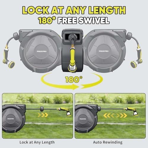 110 FT 1/2" Retractable Garden Hose Reel, Wall Mount - Image 5