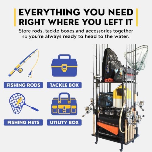 Rush Creek Creations Fishing Rod Holders for Garage W/ Lockable Wheels - Image 2