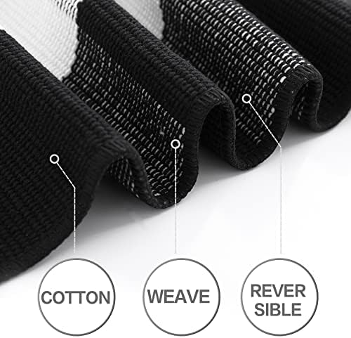 MUBIN Cotton Buffalo Plaid Rug, 4' x 6' Black and White Outdoor Rug Decorative Mat, Washable Large Doormat Hand-Woven Foldable Area Rug for Outdoor Patio Indoor Living Room Dining Room Kitchen - Image 7