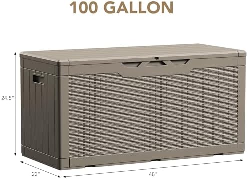 Devoko 100 Gallon Waterproof Resin Deck Box, Large Outdoor Storage Box - Image 6