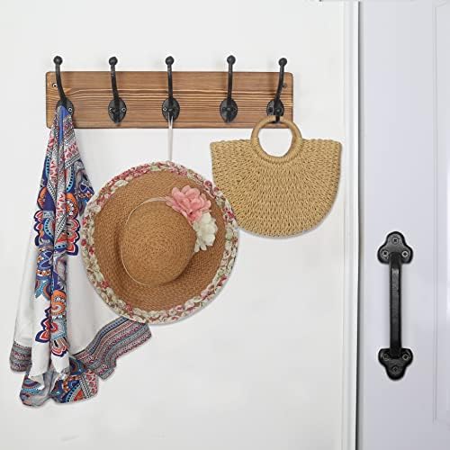WEBI Rustic Coat Rack Wall Mount,5 Cast Iron Coat Hooks Wall Mounted,Heavy Duty Wall Coat Hanger Hooks for Hanging Coats,Clothes,Brown,2 Packs - Image 5