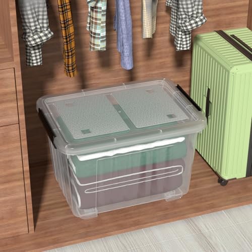 50 Quart Large Clear Plastic Storage Bins with Lids, 4 Packs - Image 2
