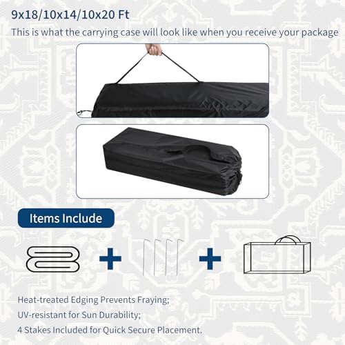 GAOMON 9x18 Outdoor Rug Waterproof for Patio Picnic Non Shedding Plastic Straw Reversible Large Outdoor Rug for Pool Trailer RV Portable Boho Vintage Floral Carpet Outside Decor, Black Brown - Image 6