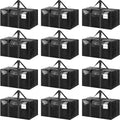 12 Pack Extra Heavy Duty Large Moving Bags with Strong Zipper, Black by Fygrip