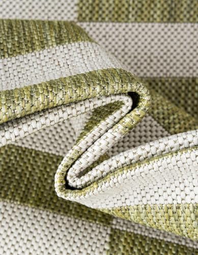 Unique Loom Outdoor Striped Collection Area Rug - Striped (10' x 14' Rectangle Green/Ivory) - Image 6
