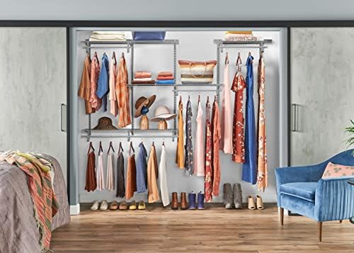 ClosetMaid ShelfTrack Wire Closet Organizer System, Adjustable from 5 to 8 Ft., With Shelves, Clothes Rods, Hardware, Durable Steel, Satin Chrome - Image 2