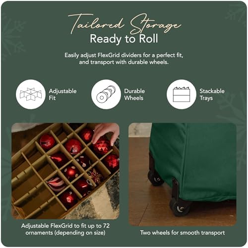 Covermates Rolling Adjustable Ornament Storage Bag, 19.25"W x 13"D x 18.5"H - Image 5
