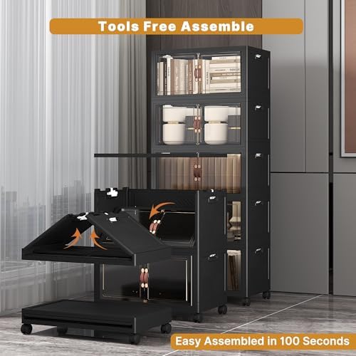 UAMFURI 260QT Stackable Storage Bins with Lids,Doors & Wheels - Image 4
