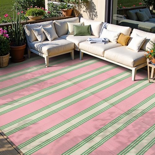 Lahome Striped Outdoor Plastic Straw Rug, 9x12 Outdoor Rug Waterproof - Image 6