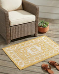 Rugs.com - Outdoor Aztec Rug – 2' x 3' 1 Yellow Indoor/Outdoor Rug – Weather Resistant for Patios, Decks, and Porches by Rugscom