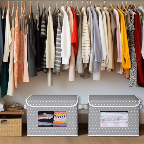 Univivi Fabric Foldable Storage Boxes with Lids, 4 Pack, Gray Star - Image 6