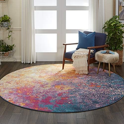 Nourison Home Passion Sunburst 8' x Round Area-Rug, Modern, Abstract, Easy-Cleaning, Non Shedding, Bed Room, Living Room, Dining Room, Kitchen, (8' Round) by NourisonHome