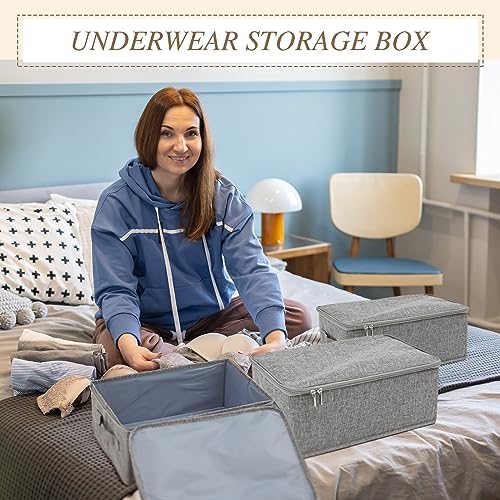 Soaoo 5 Pcs 15 x 10 x 6'' Fabric Storage Bins with Zipper Lids, Gray - Image 6