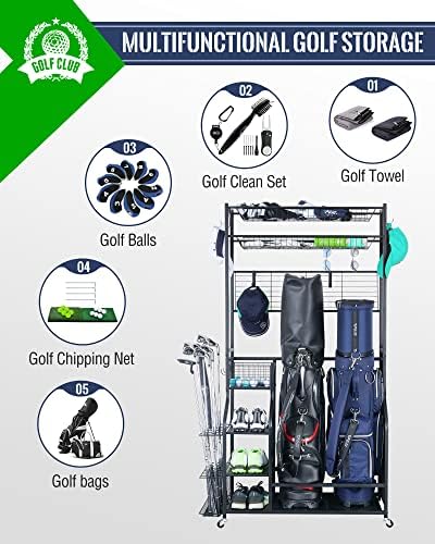 Mythinglogic Golf Bag Storage Organizer with Club Rack for Garage - Image 2