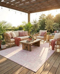Rugs.com - Outdoor Aztec Rug – 10' x 13' 1 Pink Indoor/Outdoor Rug – Washable, Stain-Resistant Flatweave for Spacious Patios, Decks, and Porches by Rugscom