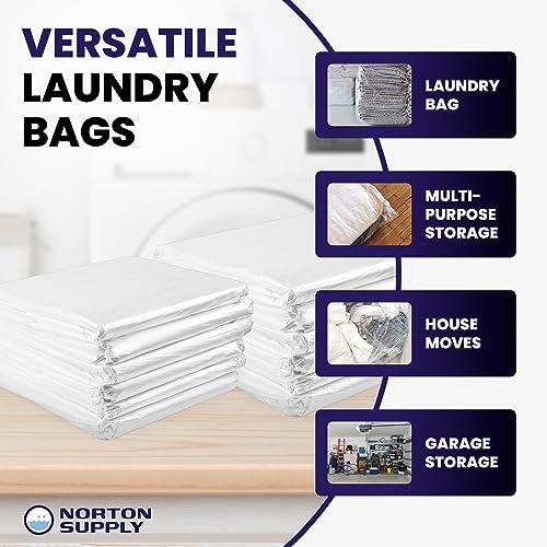 Norton Supply Rhino Bag: 55 Gal Capacity Heavy Duty and Waterproof Large Clear Plastic Storage Bags Jumbo Size for Clothes, Comforters, Luggage, Bedding, Travel Supplies, Packing and Moving - Reusable - Image 4