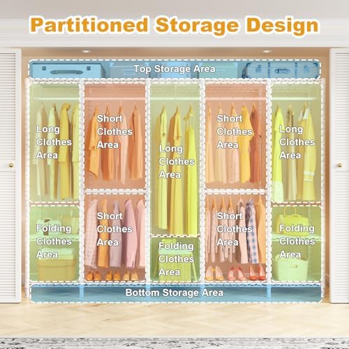 ULIFHOME H50C Clothes Rack with Cover, Large Covered Clothing Rack, White - Image 3