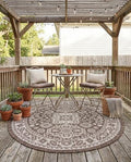 Rugs.com - Outdoor Aztec Rug – 4 Ft Round Brown Indoor/Outdoor Rug – Weather Resistant Flatweave for Patios, Decks, and Porches by Rugscom