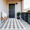 MUBIN Cotton Buffalo Plaid Rug, 4' x 6' Gray White Outdoor Rug Decorative Mat, Washable Large Doormat Hand-Woven Foldable Area Rug for Outdoor Patio Indoor Living Room Dining Room Kitchen by MUBIN