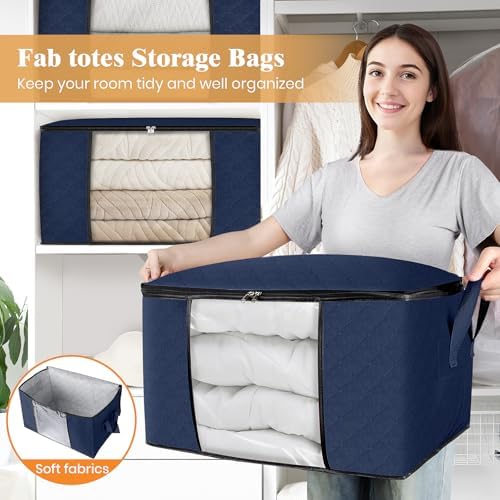 Fab totes 6 Pack Storage Bags for Clothes Blanket Storage Bins with Lids - Image 5