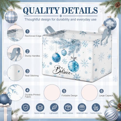 Bucherry 6 Pack Winter Storage Baskets, Snowflake Collapsible Canvas Bins - Image 4