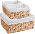 Vagusicc Wicker Basket, 3-Pack Water Hyacinth Wicker Storage Basket with Handles, Storage Baskets for Organizing, Large Hyacinth Storage Baskets for Shelves with Liner (Water Hyacinth Baskets Set) by Vagusicc