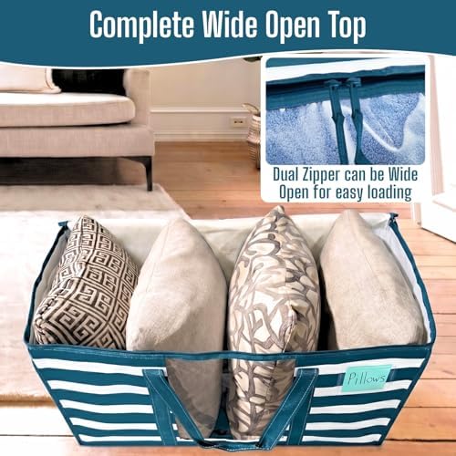 VENO Moving Bags, Wide Open Top, Clear Window, Classic Navy Stripe, 10 Pack - Image 3