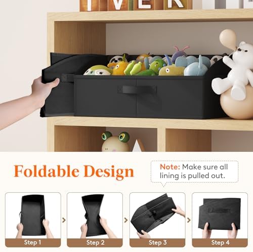 Lifewit Trapezoid Closet Storage Bin for Shelf, 6 Packs 23L, Black - Image 6