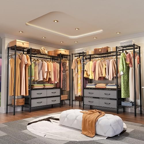 Golpart Heavy Duty Clothes Rack Metal Wardrobe with Adjustable Wire Shelves - Image 2