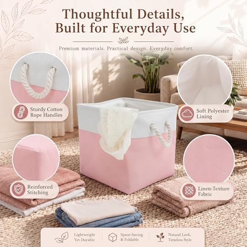 6 Pack Pastel Foldable Storage Bins , 11 Inch Cube Fabric Storage Baskets - Image 3