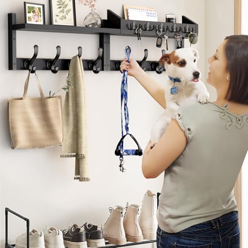 Evermagin 35" Coat Rack Wall Mount with Shelf for Entryway, Black - Image 4