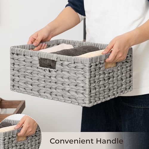 GRANNY SAYS Wicker Storage Baskets for Shelves, Wicker Baskets, Gray,1-Pack - Image 6