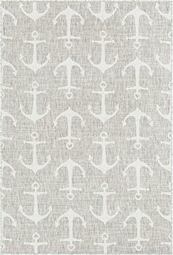 Unique Loom Outdoor Coastal Collection Area Rug - Ahoy (4' 1" x 6' 1" Rectangle, Gray/ Ivory) - Image 3