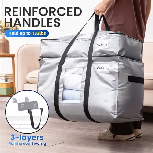 TAILI 2 Tier Moving Bags,4 Pack Silver Storage Bags with Visible Window - Image 4
