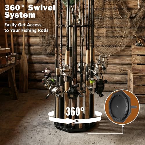 Rush Creek Creations 16-Rod Round Fishing Rod Holder for Garage, Tackle Box - Image 3