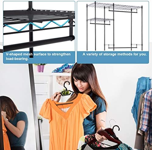 Hanging Closet Organizer and Storage Heavy Duty Clothes Rack Sturdy 3 Rod Garment Rack Large with Wire Shelving Height Adjustable Commercial Grade Metal Clothes Stand Rack for Bedroom Cloakroom,Black - Image 5