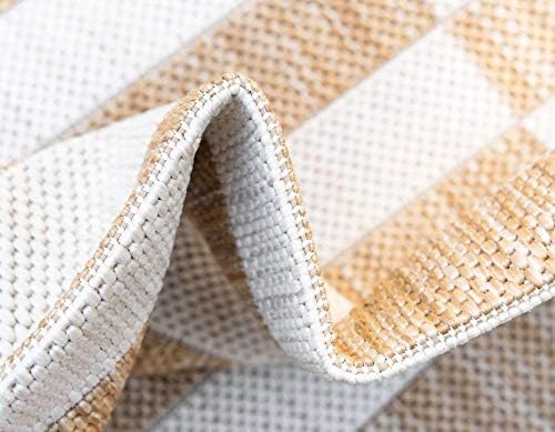 Unique Loom Outdoor Striped Collection Area Rug - Striped (6' 1" x 9' Rectangle, Taupe/Ivory) - Image 6