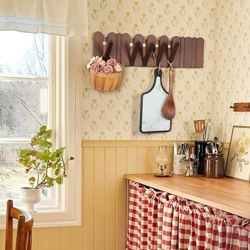 Wall Coat Rack for Entryway: Folding Wood Modern Heavy Duty 8 Hooks - Image 7