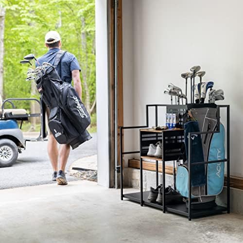 Teal Triangle Golf Storage Organizer, Heavy Duty Garage Freestanding Storage, Holds Golf Clubs, Bags, Golf Accessories, Golf Gifts for Men - Image 2