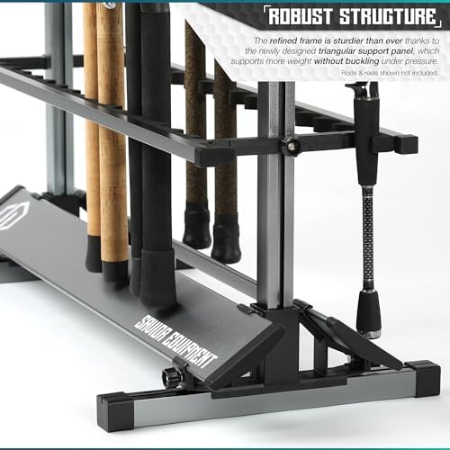 Savior Equipment Fishing Rod Rack Holder Organizer, 24-48 Slots to Hold Fresh Salt Water Spinning Rods & Reel Combo, Lightweight Aluminum Vertical Fish Pole Garage Storage Ground Display Stand - Image 5