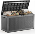 170 Gallon Resin Deck Box, Lockable Waterproof UV‑Resistant Outdoor Storage Outside Bench for Patio Porch, Pool Floats, Garden Tools & Cushions, Black by MAIUSCOLI