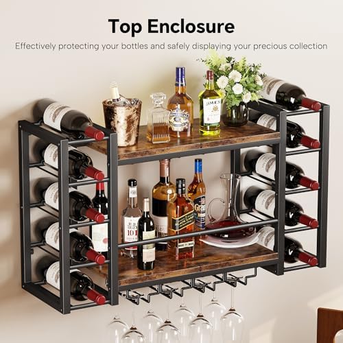 Homeiju Wall Mounted Wine Rack,Wider Side Compartments for Champagne/Magnum - Image 2