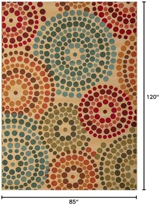 Unique Loom Outdoor Modern Collection Area Rug - Spark (7' 1" x 10' Rectangle, Beige/ Burgundy) - Image 2